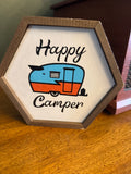 Rustic shelf decor happy camper