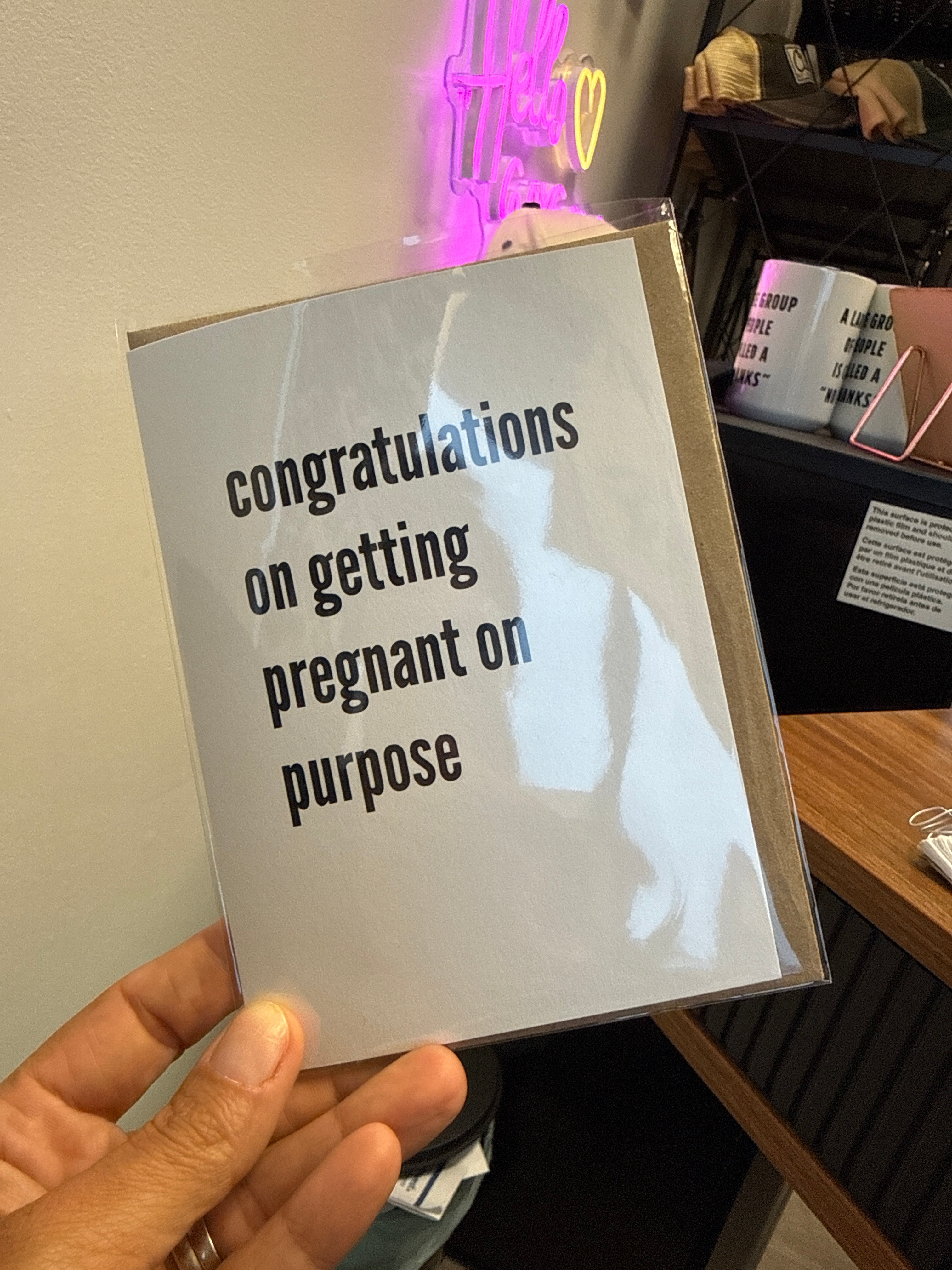 Congratulations on Getting Pregnant on Purpose Greeting Card