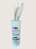 Tumbler with text on a white background