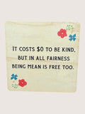 Motivational quote coaster with flowers on a light background