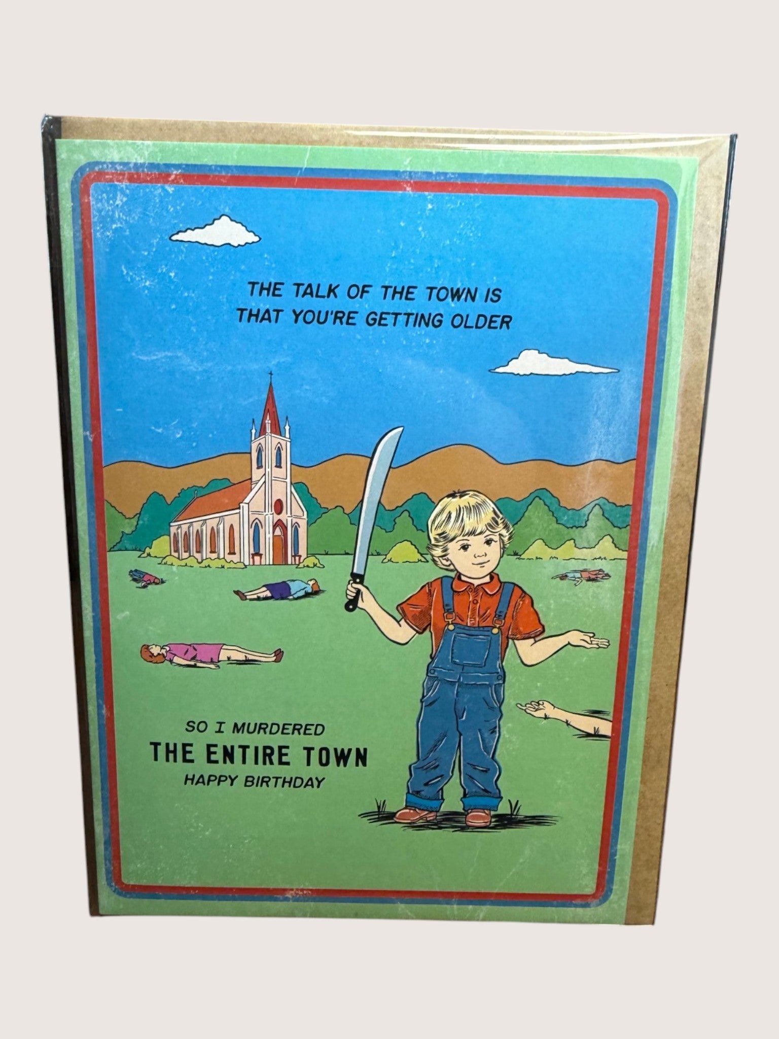 card with humorous cartoon with text