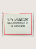 Card with 'Happy Anniversary' message on a white background