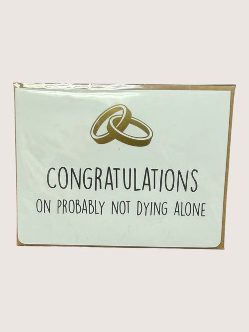 Card with two interlocking rings and text on a light green background