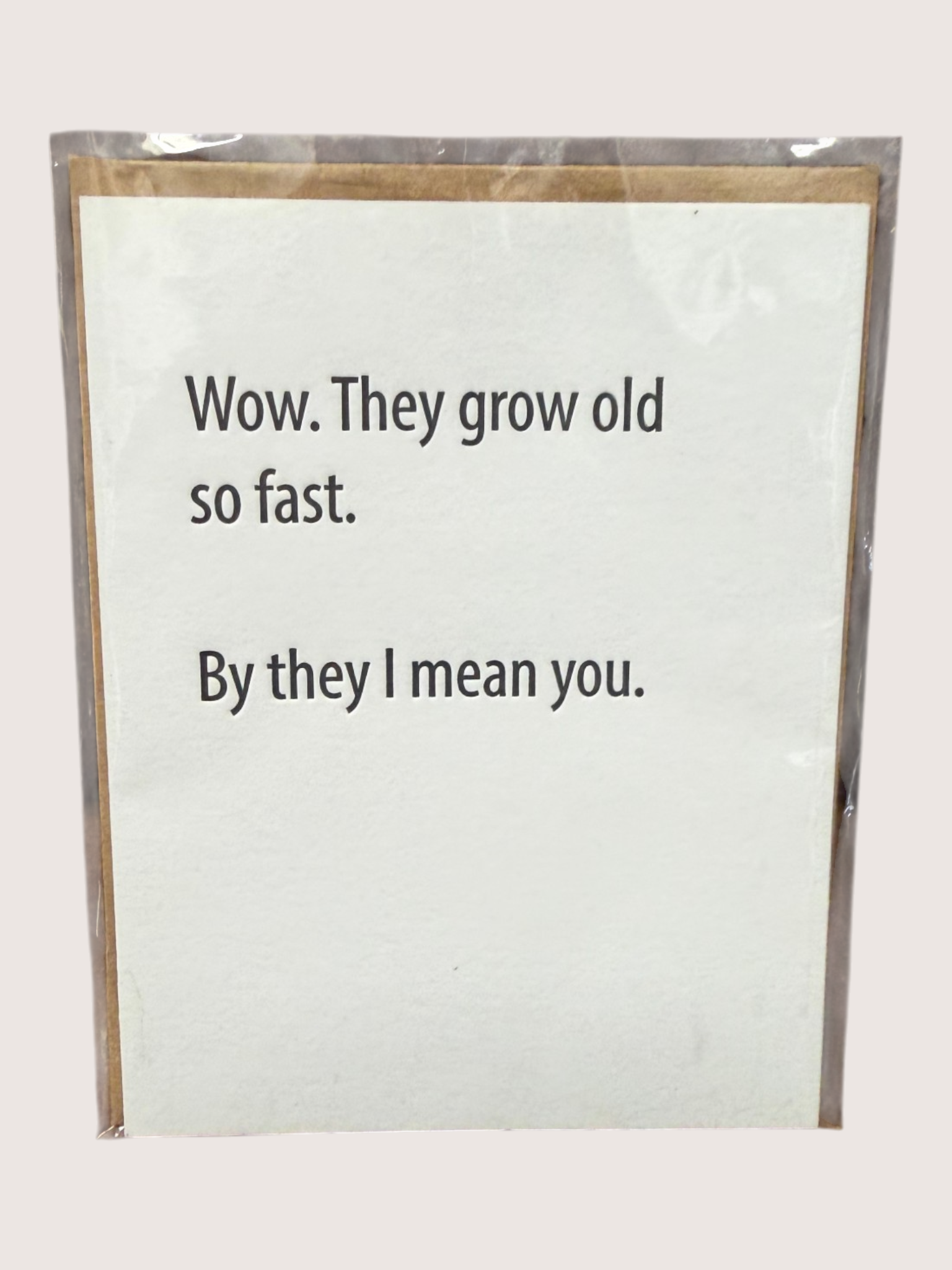 White card with black text on a white background