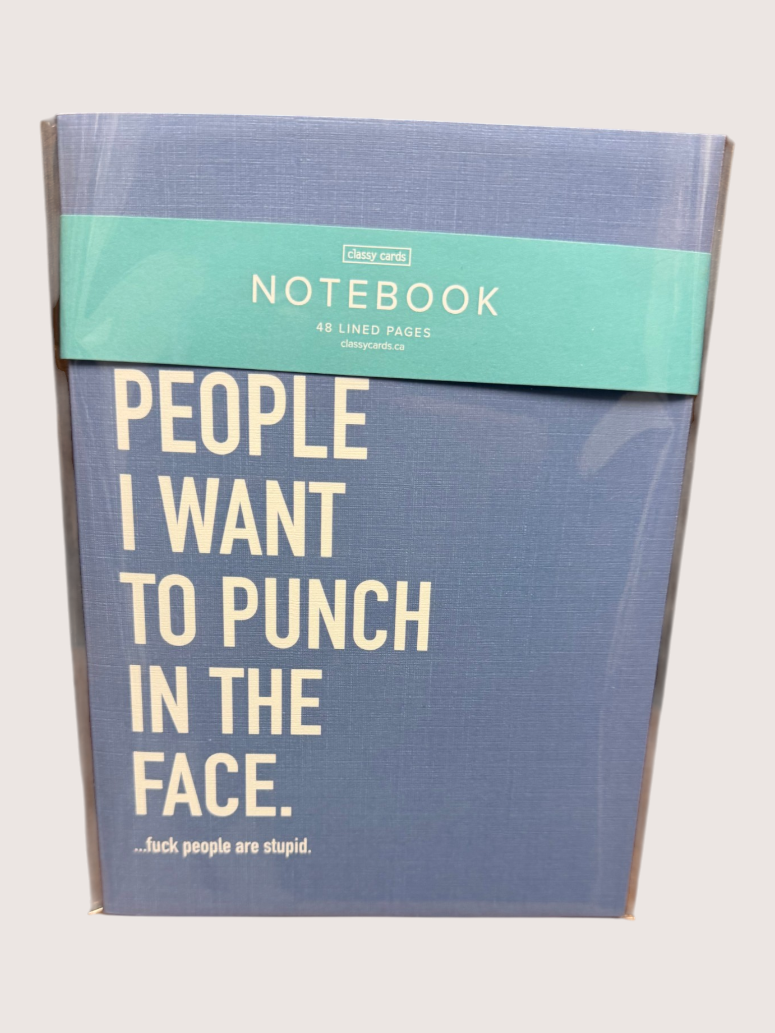 Notebook with text 'People I want to punch in the face' on a white background